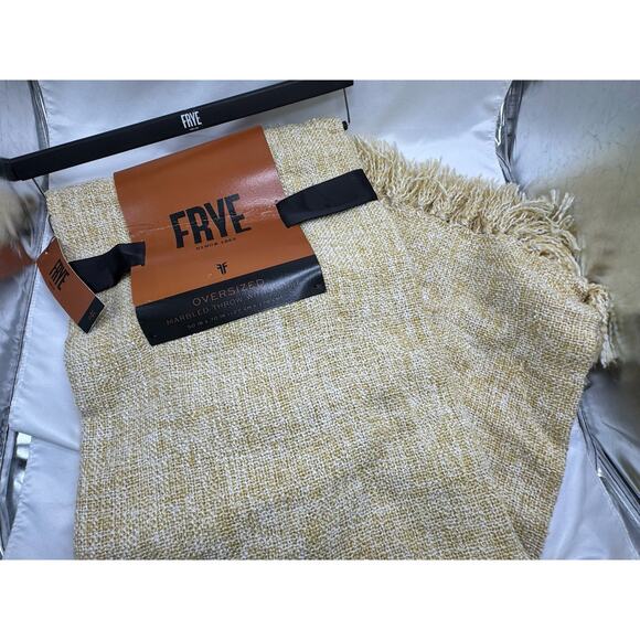 Frye Other - FRYE Oversized Marbled Fringe 50 x 70” Throw Blanket Tan Wheat NWT Warm Cozy